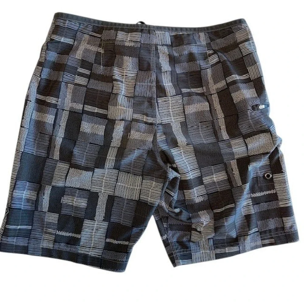 PrAna Swim Shorts Geometric‎ Print Swim with Zip Pocket Drawstring Closure Sz 32